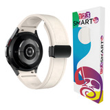 Pulseira Ridge De Silicone Com Couro Fecho Magnetico Fecho Magnetico Marca 123smart Compatível Com Galaxy Watch 4 5 6 7 Fe 40mm 44mm 45mm 46mm 43mm 47mm Cor Off White