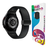 Pulseira Ridge De Silicone Com Couro Fecho Magnetico Marca 123smart Compatível Com Galaxy Watch 4 5 6 40mm 44mm 45mm 46mm 43mm 47mm Cor Black