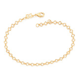 Pulseira Rommanel Corações Folheada A Ouro Ajustável 552062 Comprimento 19 Cm Diâmetro 0 Cm