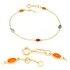 Pulseira Rommanel Fio Ouro Elo Português Cristais Coloridos