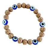 Pulseira Rudraksha E Olho Grego Contas Japamala