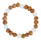 Pulseira Rudraksha E Quartzo Rosa Contas Japamala