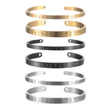 Pulseira Runas Aço Inoxidável : 4mm 6mm Dourado Preto Prata