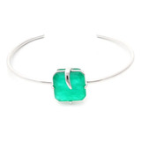 Pulseira Semijoia Rodio Esmeralda
