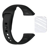 Pulseira Silicone Com Película Tela Para Xiaomi Redmi Watch 3 Cor Preto