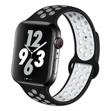 Pulseira Silicone Compatível Com Apple Watch Sport Nike Cor Preto branco Largura Da Pulseira 40 38 Mm