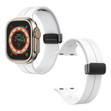 Pulseira Silicone Magnética P Apple Watch 42 44 45 49 Mm Cor Branco