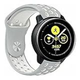 Pulseira Silicone Sport NK Para Samsung Galaxy Watch Active 2 Sm R820 Cinza Branco C7COMPANY 