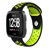 Pulseira Silicone Sport Premium P fitbit Versa Preto E Verde