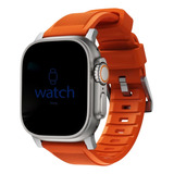 Pulseira Silicone Ultra Grip Para Apple Watch 49 45 44mm Cor Laranja Largura 25 Mm