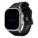 Pulseira Silicone Ultra Grip Para Apple Watch 49 45 44mm Cor Preto Largura 25 Mm