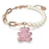 Pulseira Swarovski Teddy, Urso, Rosa, Banho Em Tom De Ouro