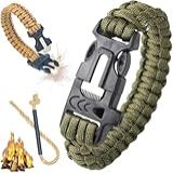 Pulseira Tática De Sobrevivência Bracelete Paracord Com Pederneira Bússola E Apito Verde Militar