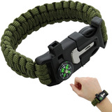 Pulseira Tática De Sobrevivência Marca Lorben Com Bússola Pederneira Mini Faca De Serra E Apito Kit De Emergência Para Camping Trilhas E Esportes Ao Ar Livre Feita Em Abs E Poliamida Resistente