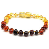Pulseira Tornozeleira De Âmbar Bebê Barroco Rainbow Polido