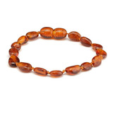 Pulseira Tornozeleira De Âmbar Bebê Olive Cognac Polido