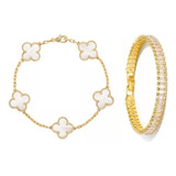 Pulseira Trevo Riviera Folheada
