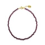 Pulseiras 30 Opções De Pedras Naturais Facetadas - Autênticas - Folheado As Ouro E Certificado De Garantia (jade Rubi, 19cm A 22cm)