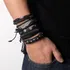 Pulseiras Masculinas Couro Kit Pulseira Preta Para Homem