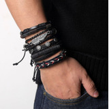 Pulseiras Masculinas Couro Kit