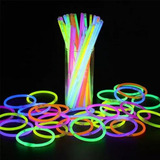 Pulseiras Neon Kit 100 Festa Balada Brilho Fluorescente Led Cor Sortida