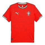 Puma Camisa Masculina De Futebol 2025 Portugal Home & Away - Re: Tecnologia De Fibra, Ajuste Confortável, Emblema Oficial, Casa - Vermelho, M