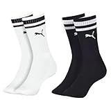 PUMA Kit 2 Pares Meia Cano Alto Longo Esportiva Sola Atoalhada Algodão 1 Branco 1 Preto 39 43