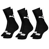 PUMA Kit 3 Pares De Meia Cano Médio Academia Sola Atoalhada Esportiva Original- 3 Preto- 39-43