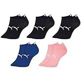 PUMA Kit 5 Pares Meia Sapatilha Cano Curto Esportiva Com Faixa Tensora Dry 1 Azul 1 Rosa 3 Preto 34 38