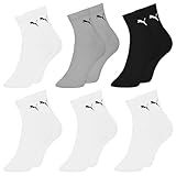 PUMA Kit 6 Meia Colorida Academia Esportiva Cano Médio Feminina Adulto 2 Branco 2 Cinza 2 Preto 34 39