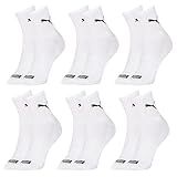 PUMA Kit 6 Pares De Meia Puma Cano Médio Sola Atoalhada Com Faixa Tensora Esportiva Unissex Adulto 6 Brancas 34 39