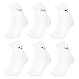 PUMA Kit 6 Pares Meia Malha Fina Respiravel Academia Esportiva Cano Médio Feminina Adulto 6 Brancas 34 39