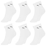 PUMA Kit 6 Pares Meia Malha Fina Respiravel Academia Esportiva Cano Médio Feminina Adulto 6 Brancos 34 39