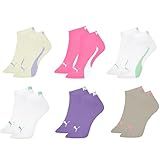 PUMA Kit 6 Pares Meia Sapatilha Esportiva Cano Curto Feminina 1 Cinza Mescla 1 Marfim 1 Rosa 1 Roxo 2 Branco 34 39