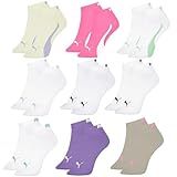 PUMA Kit 9 Pares Meia Sapatilha Esportiva Cano Curto Feminina 5 Branco 1 Marfim 1 Mescla Claro 1 Rosa 1 Roxo 34 39