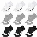 PUMA Kit 9 Pares Meia Sapatilha Invisível Esportiva Masculino Adulto 3 Branco 3 Cinza 3 Preto 39 43