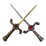 Punhal Athame Cigano Zamak Pedra Vermelha Wicca 21cm 