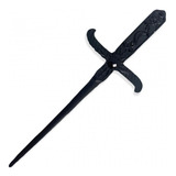 Punhal De Metal Na Cor Preta E Pedra Preta Com 19cm