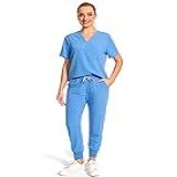 PuriPure Conjunto De Uniformes De Enfermeira Para Mulheres Blusa De Uniforme De Corrida Clássica Com Decote Em V E Calças De Corrida Conjunto De Uniformes Esportivos Azul Teto Extragrande