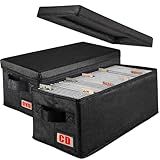 PUTNATRUE Organizador De Caixas De Armazenamento De CD- Caixas De DVD Dobráveis Com Tampas- Estojos De Armazenamento De Mídia Comporta 34 CDs- Tamanho 36 X 15 X 16 Cm- Também é Um Organizador De