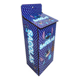 Puxa Saco Guarda Sacola Organizador Dispenser Mdf Madeira Cor Azul Florido