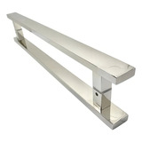 Puxador Aço Inox Porta Pivotante Madeira Vidro 50 Cm Duplo Cor Polido Brilhante