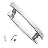 Puxador De Porta Curvado Aço Inox 40cm Duplo X 32cm Entre Furos Para Portas Pivotantes Madeira Vidro Alumínio E Portões Cerrata