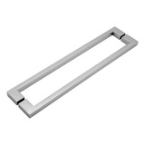 Puxador De Porta Duplo Em Aço Inox 30cm Modelo Soft Polido