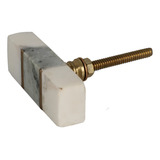 Puxador Decorativo Moveis Gaveta Vintage Mármore Metal Cor Branco Natural