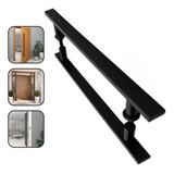 Puxador Duplo 50 Cm 1 Preto Fosco porta Madeira vidro