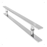 Puxador Duplo 90cm Porta Vidro Ou Madeira Pivotante Cromado
