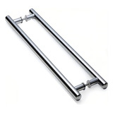 Puxador Duplo Alumínio 120cm Porta Pivotante Madeira Vidro Cor Cromado