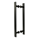 Puxador Duplo Plano Preto Para Portas Madeira vidro 40cm