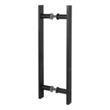 Puxador Duplo Plano Preto Para Portas Madeira vidro 50cm
